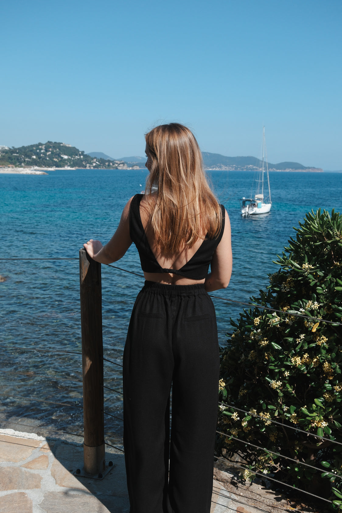 PANTALON LIN COTON ET RAYONNE ~ NONA NOIR