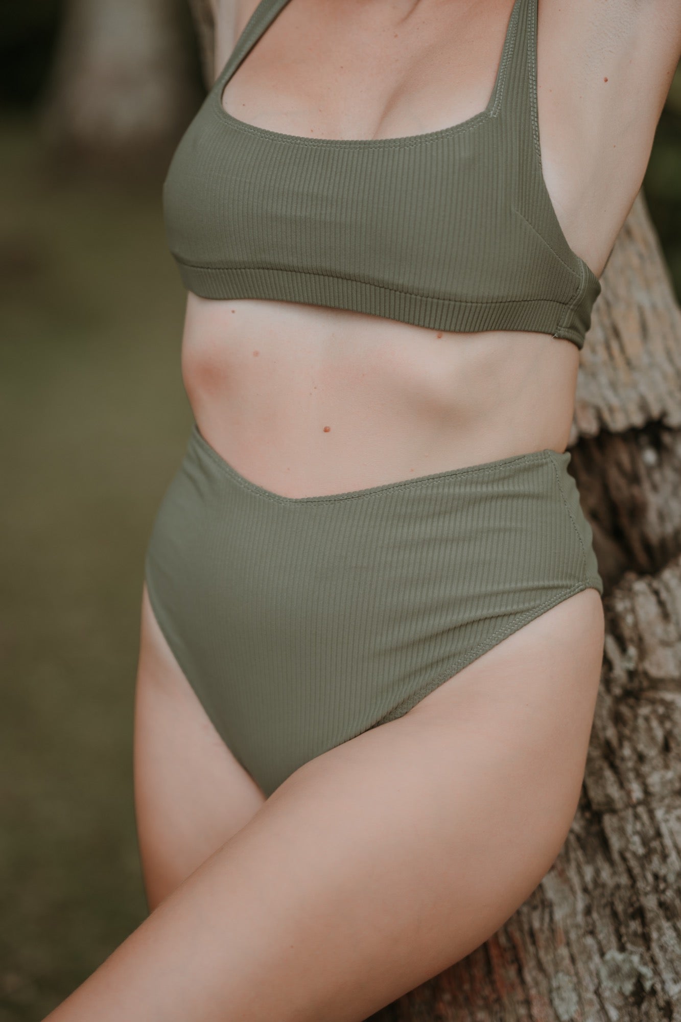 CULOTTE TAILLE HAUTE DE BIKINI VERT OLIVE ~ SEGARA