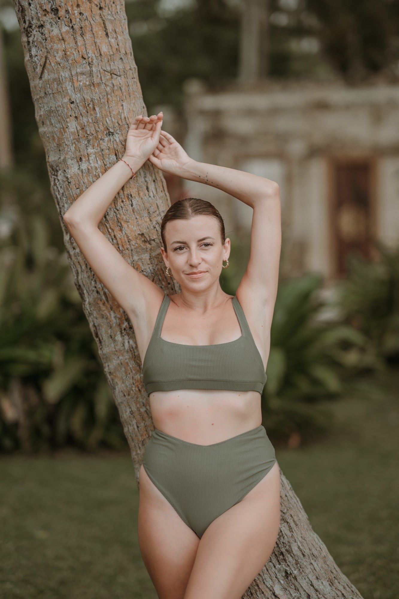 CULOTTE TAILLE HAUTE DE BIKINI VERT OLIVE ~ SEGARA
