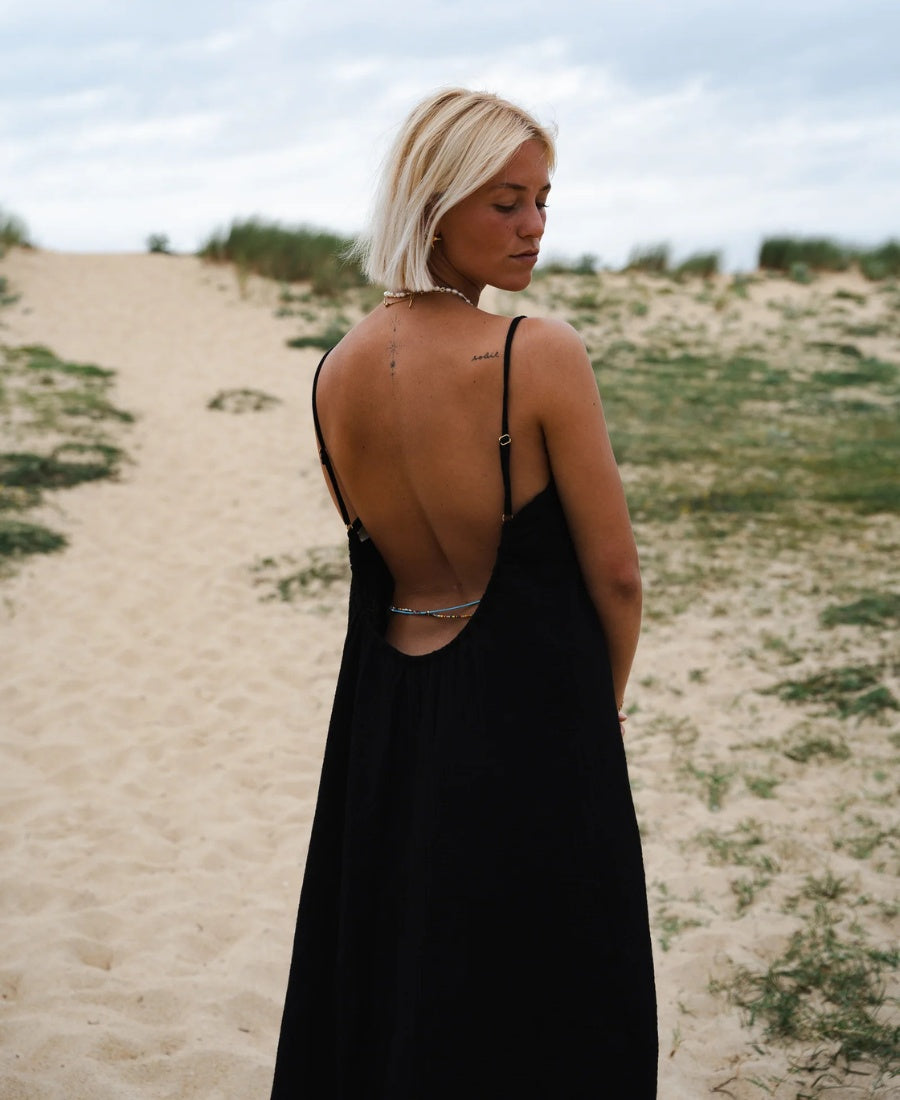 Robe Alain Manoukian Bretelles Dos Nu - Noir Et Blanc, Taille 42, Coton, Occasion Très Bon état