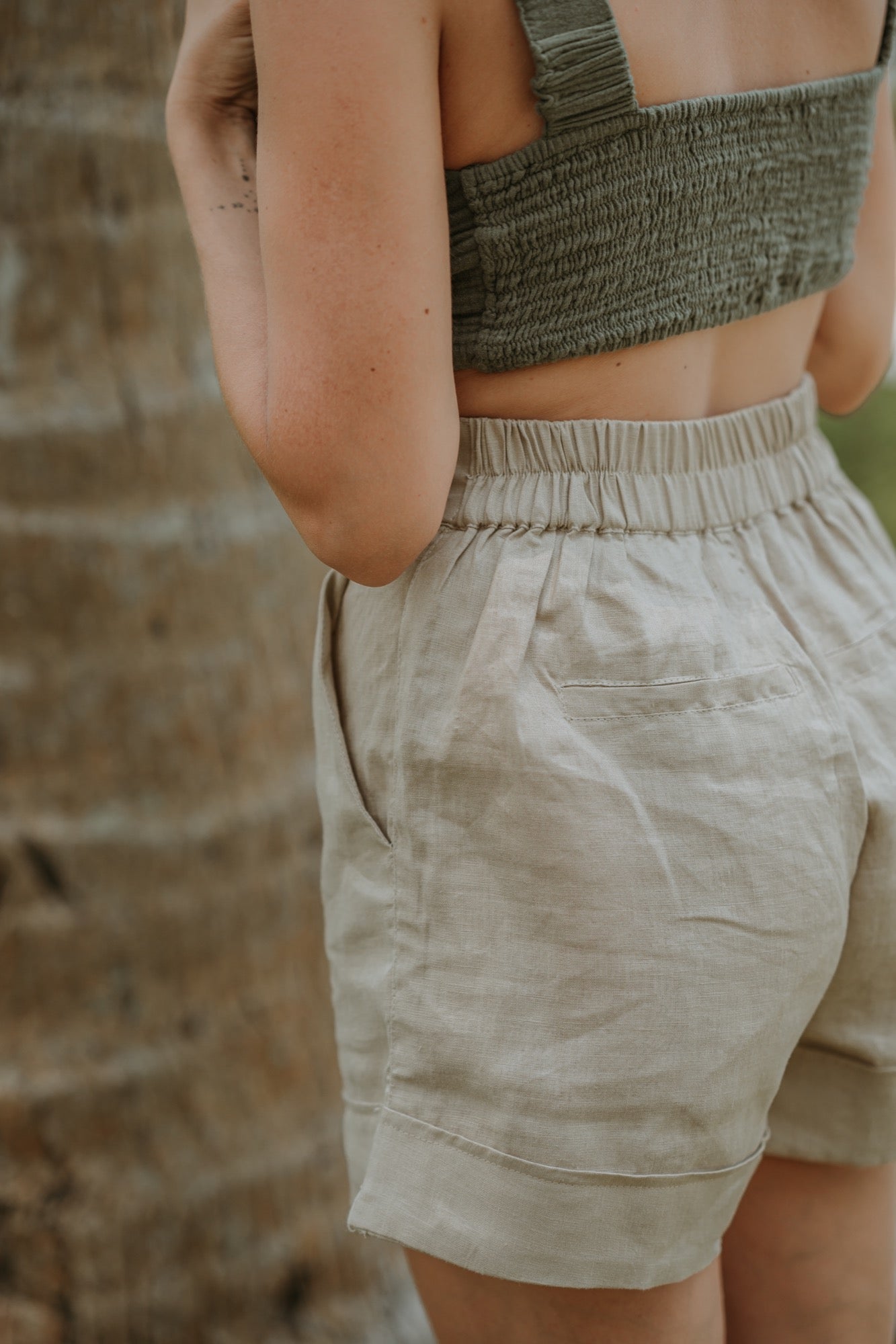 SHORT EN LIN BEIGE NATUREL ~ PRIA