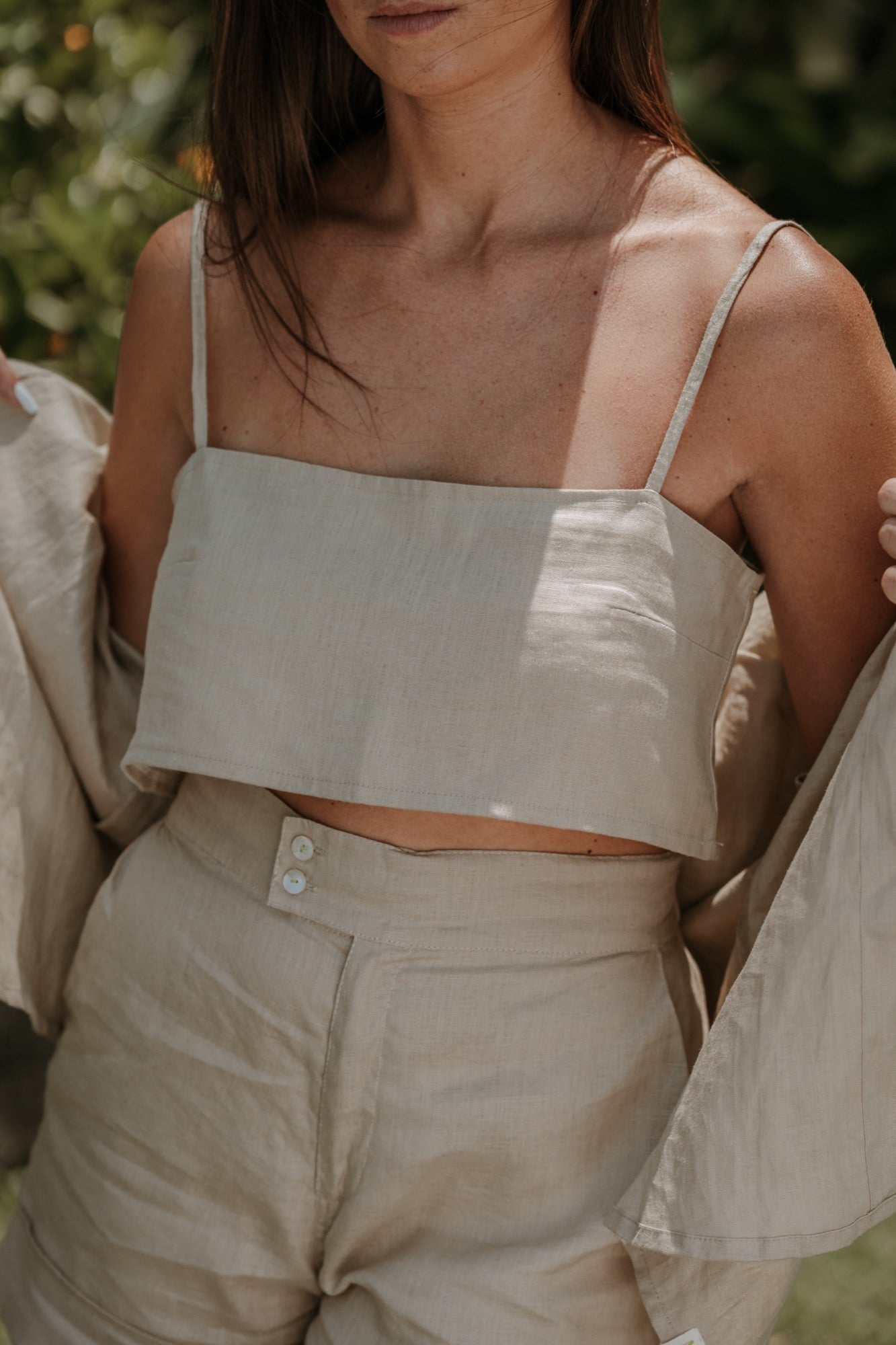 TOP EN LIN BEIGE NATUREL ~ PRIA