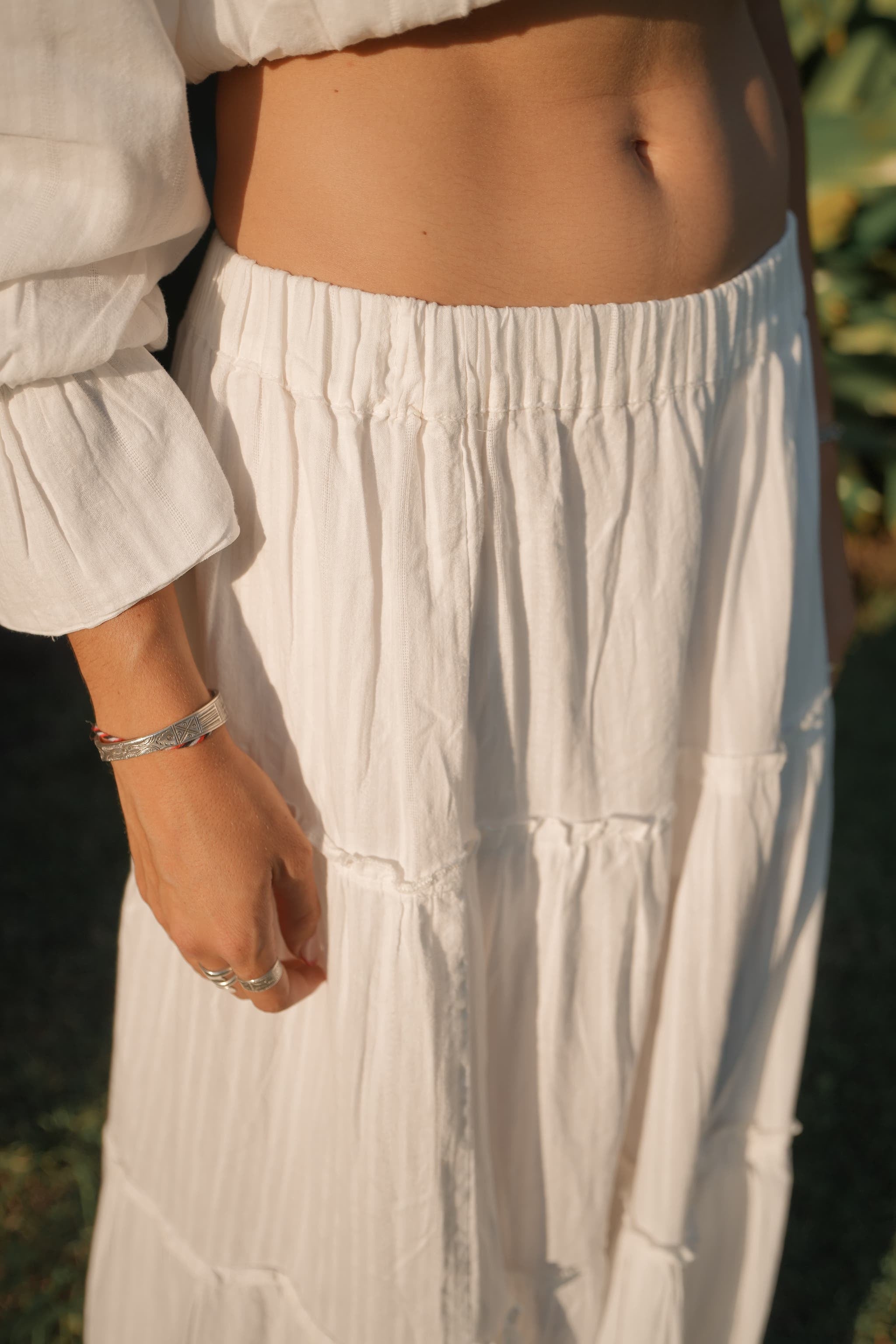 JUPE LONGUE BLANCHE EN COTON ~ CINTA