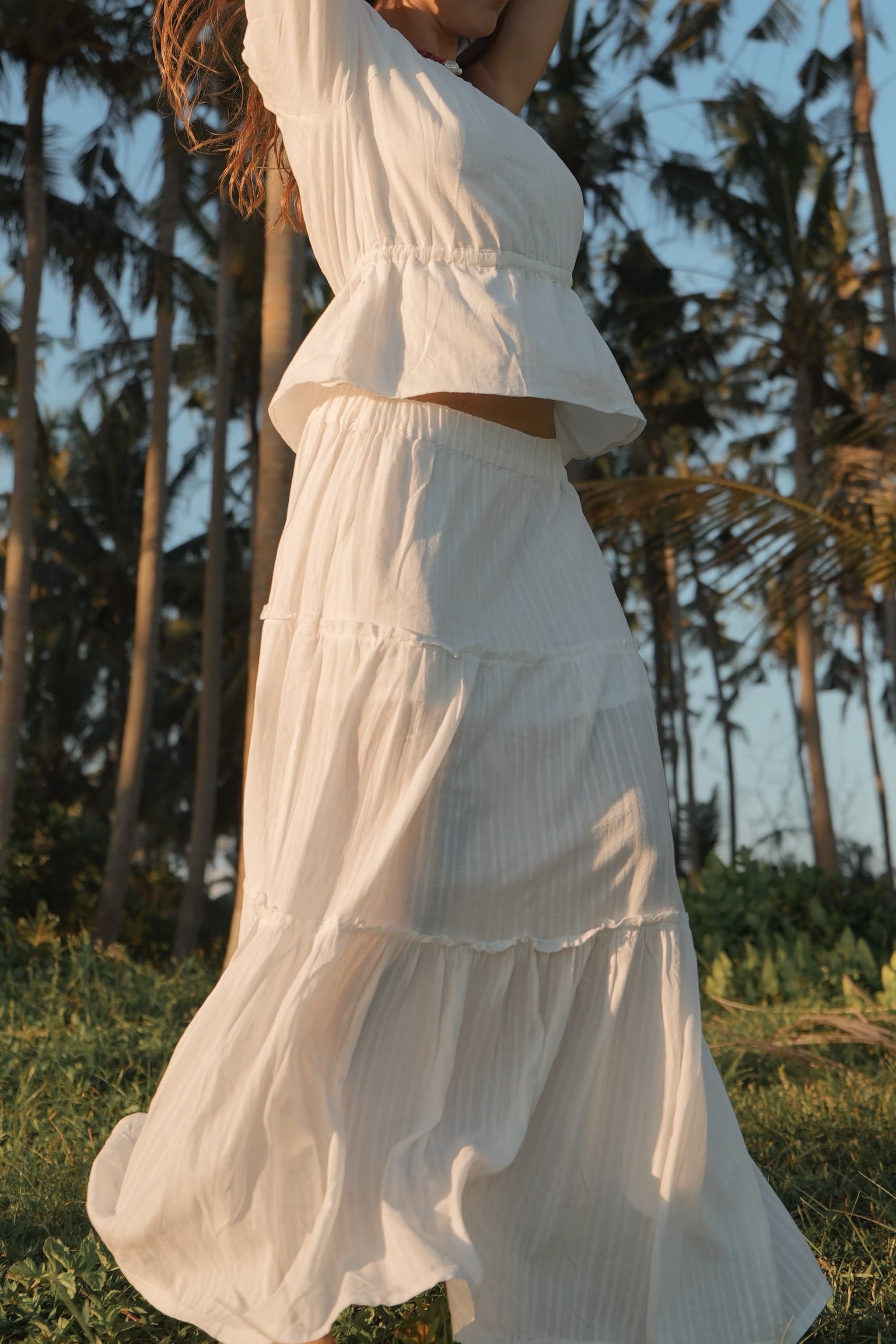 JUPE LONGUE BLANCHE EN COTON ~ CINTA