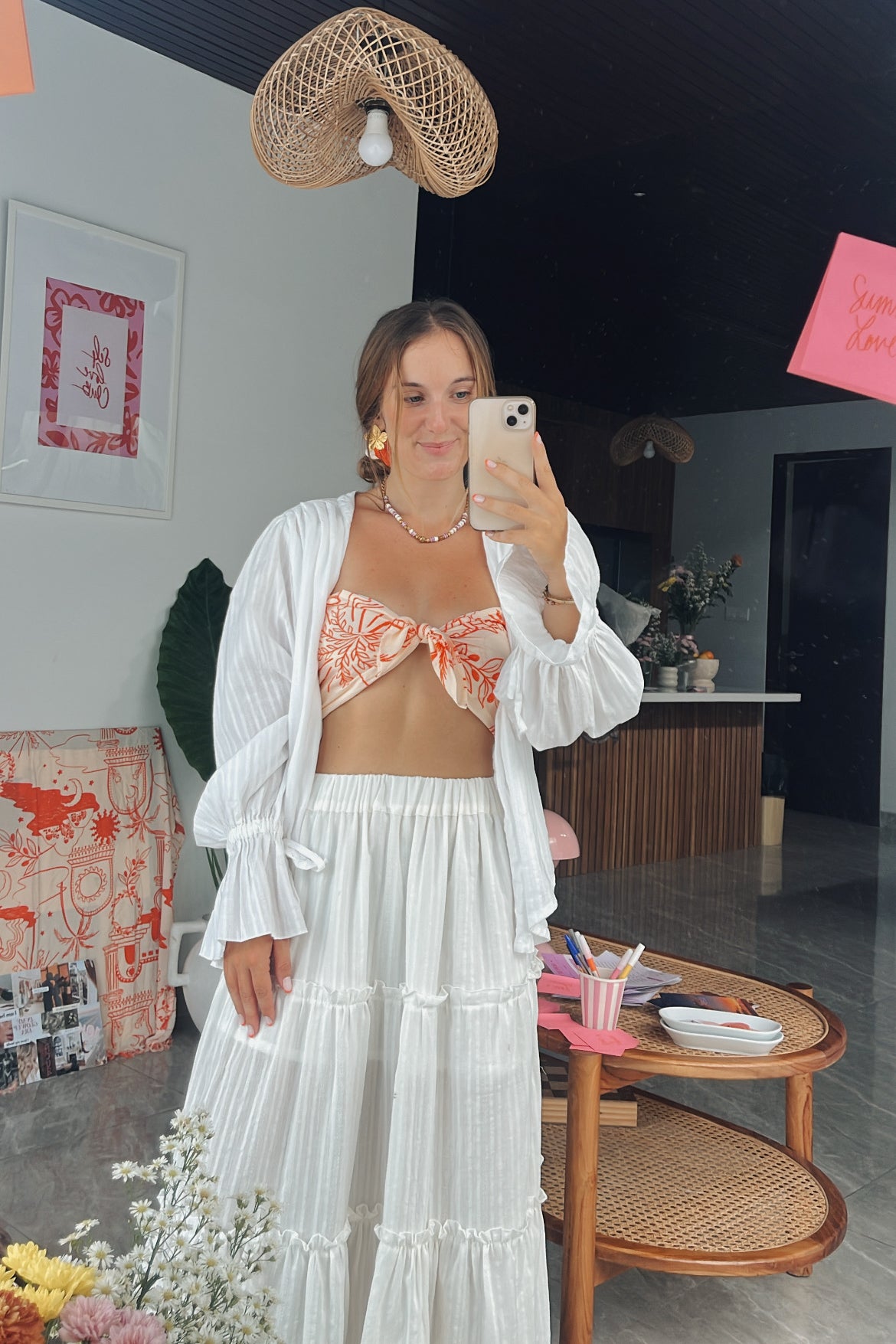 JUPE LONGUE BLANCHE EN COTON ~ CINTA
