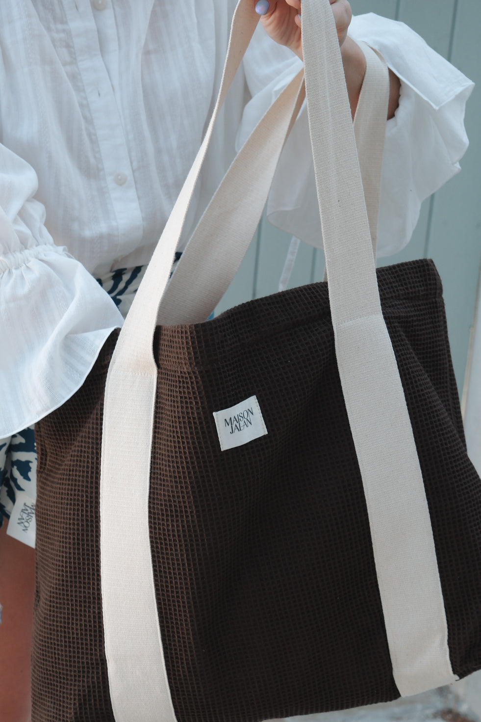 SAC CABAS NID D'ABEILLE MARRON