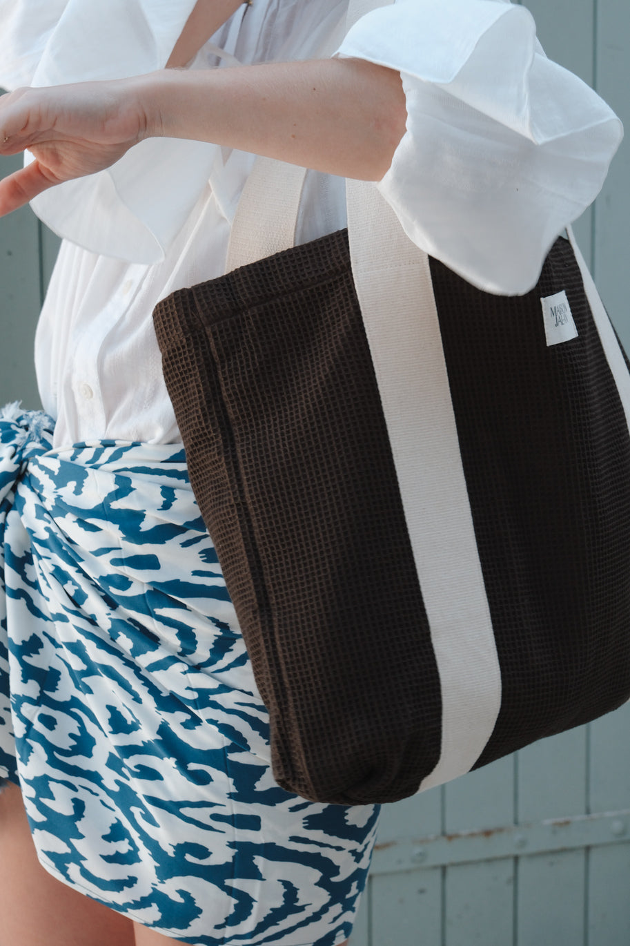 SAC CABAS NID D'ABEILLE MARRON