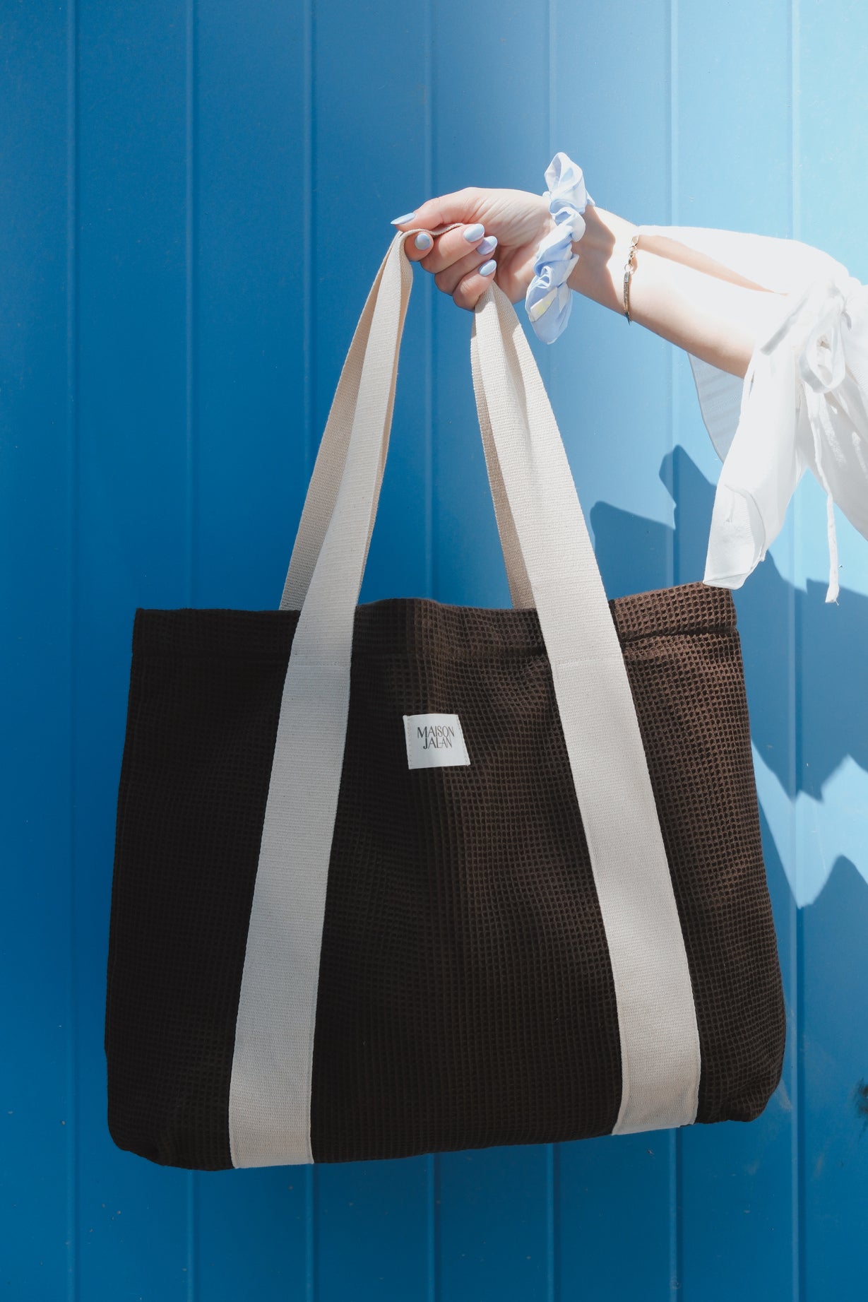 SAC CABAS NID D'ABEILLE MARRON