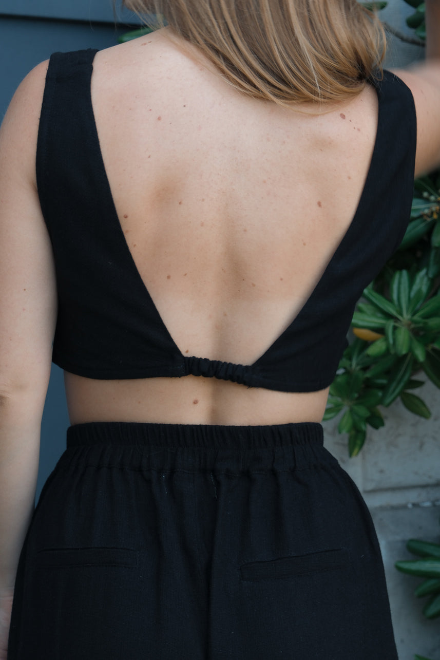 PANTALON LIN COTON ET RAYONNE ~ NONA NOIR