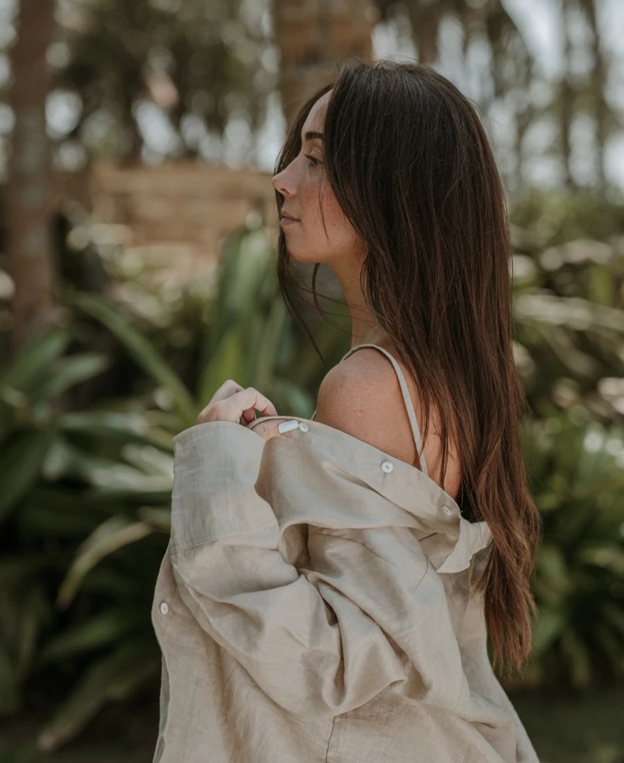 CHEMISE EN LIN BEIGE NATUREL ~ PRIA