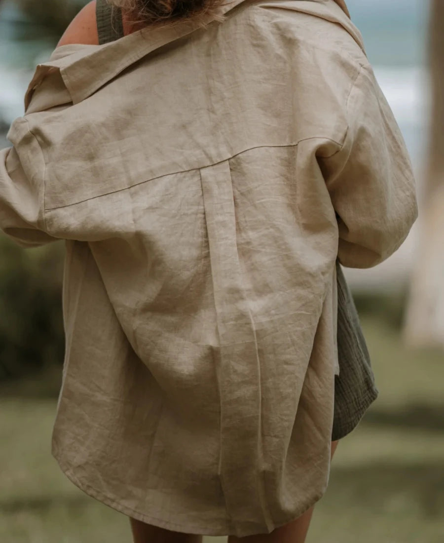 CHEMISE EN LIN BEIGE NATUREL ~ PRIA