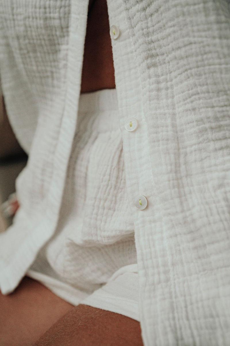 SHORT EN GAZE DE COTON BLANC ~ AWAN