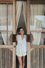 SHORT EN GAZE DE COTON BLANC ~ AWAN