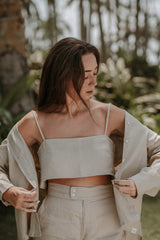 CHEMISE EN LIN BEIGE NATUREL ~ PRIA