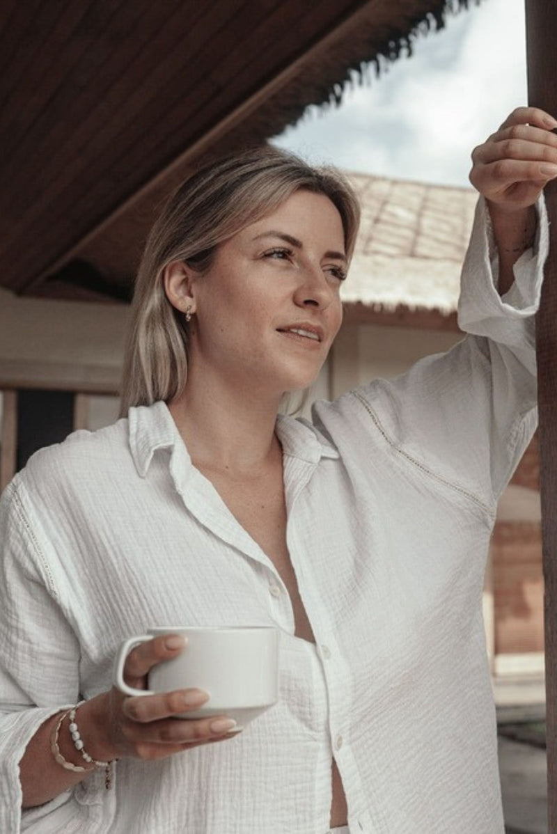 CHEMISE EN GAZE DE COTON BLANCHE ~ AWAN